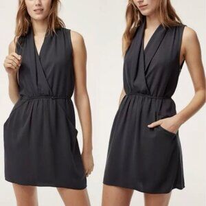 Black Aritzia Wilfred - Sabine Tie-front Mini Dress with Pockets - Size XXS